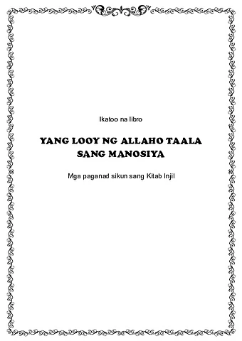 Yang Looy ng Allaho Taala sang Manosiya